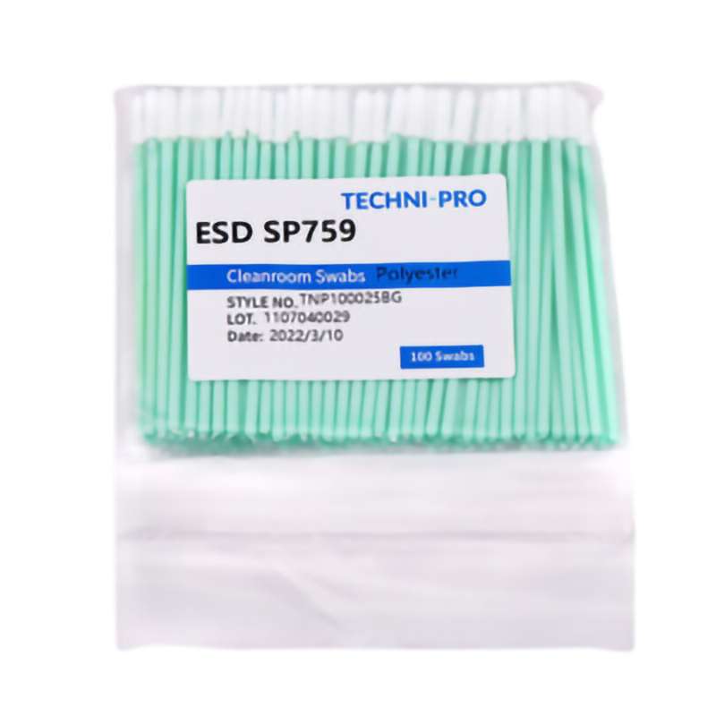 Cleanroom ESD Polyester Knit Swab, Static Dissipative Handle, 100/Bg